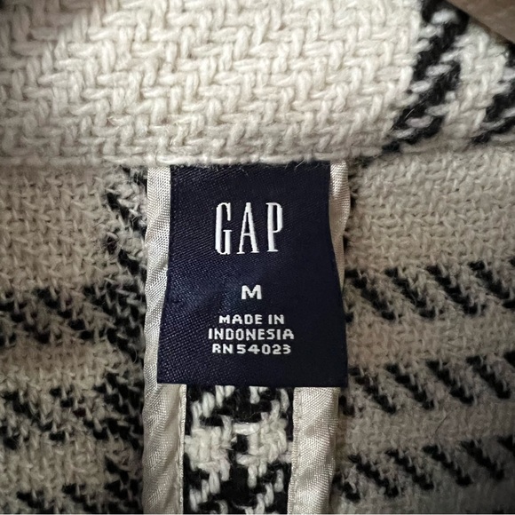 Gap Cropped Wool Blend Tweed Pea Coat Jacket Women’s Sz M Plaid Houndstooth - Picture 3 of 8